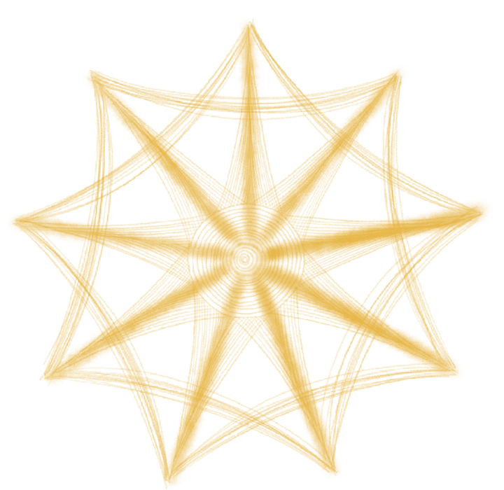 Nine-ray cymatics crest born from the sound of 'hansei' (self-reflection)